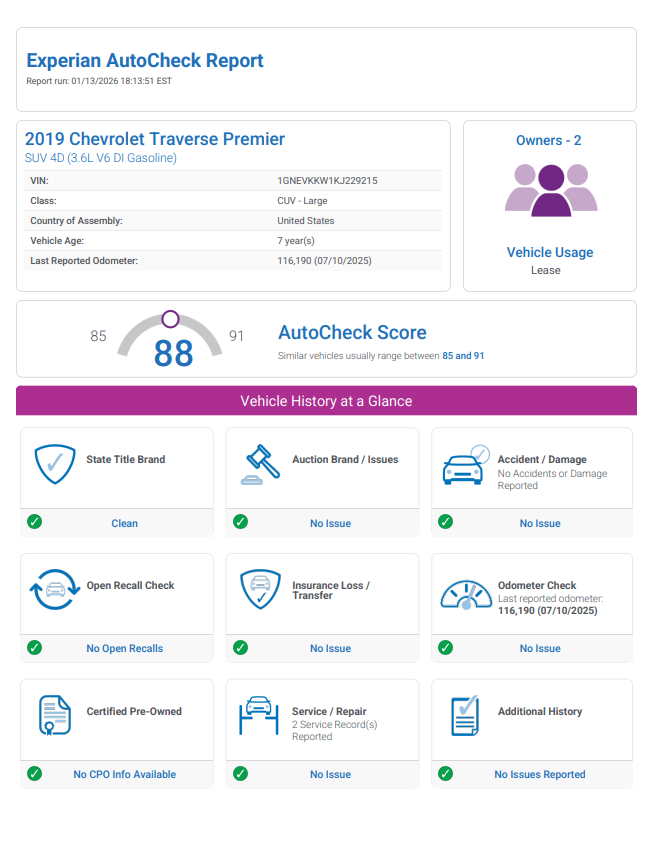2019 Chevrolet Traverse Premier