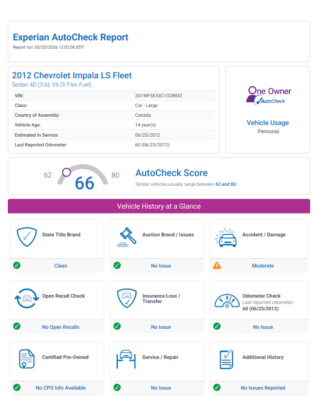 2012 Chevrolet Impala LS Fleet