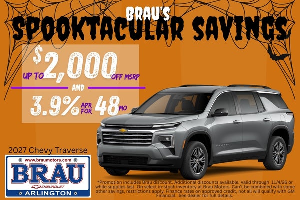 2027 Chevy traverse SUV for sale at Brau Motors Arlington